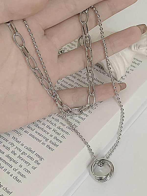 Simple Chic Alloy Double Layer Chains Necklace