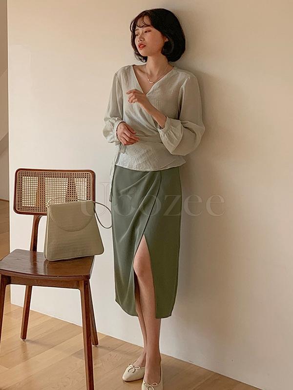 Casual Chiffon Split-front Skirt