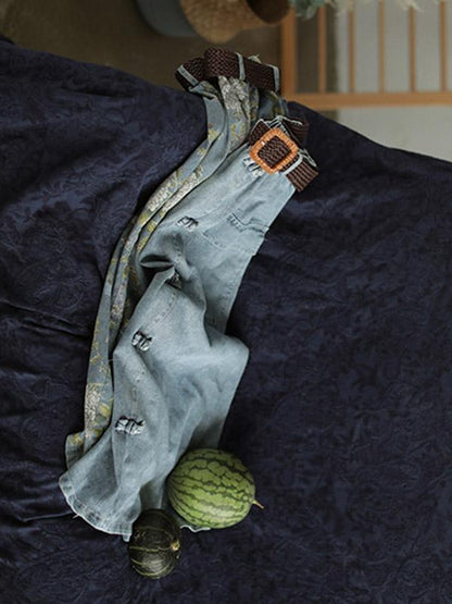Original Retro Frog Belted Denim Skirt