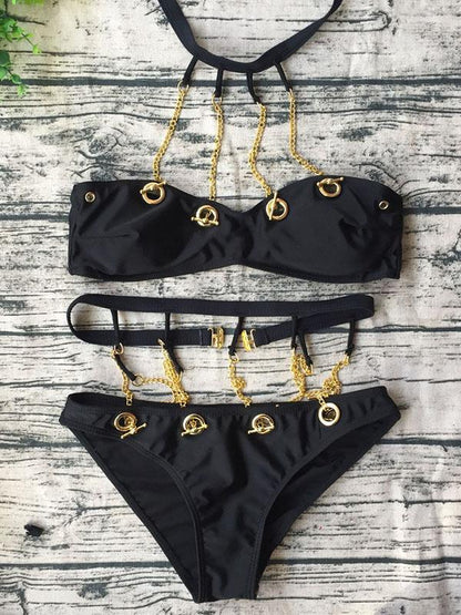 Haler-neck Chain Bandeau Bikini