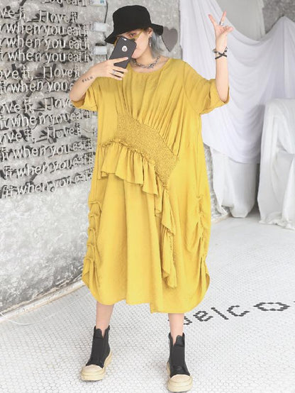 Loose Irregular Falbala Split-joint Long Dress