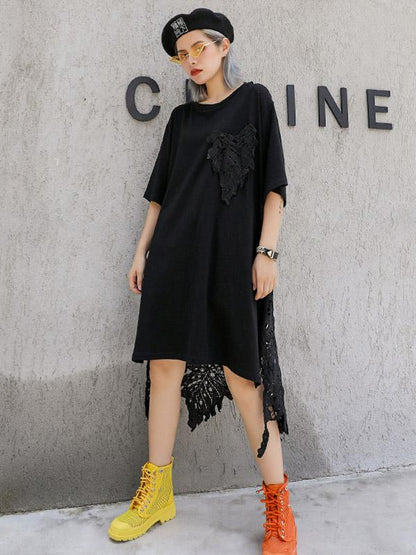 Loose Lacy Split-joint Mini Dress