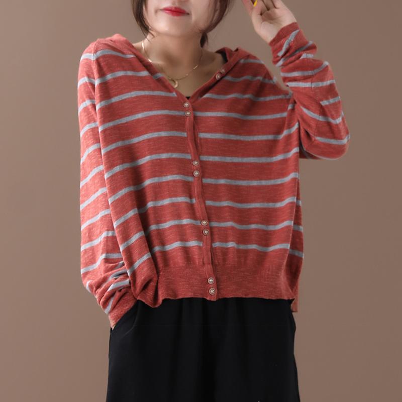 Buykud Soft Comfort Classic Stripe Casual Knitted Hoodie