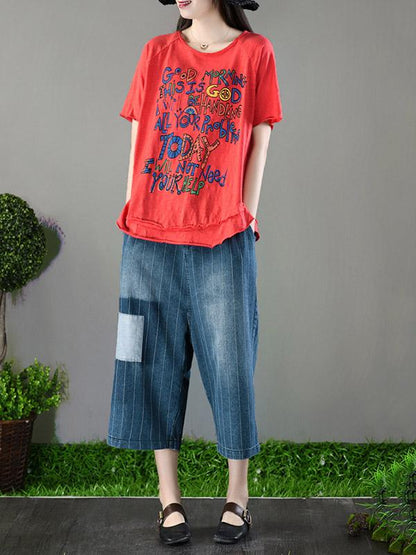 Simple Letter Printed T-shirt