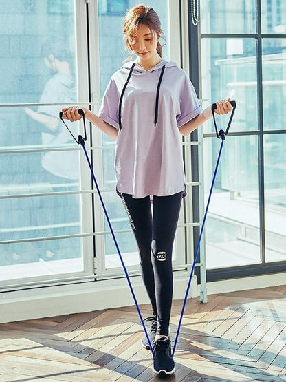 Loose Short Sleeve Drawstring Hoodies