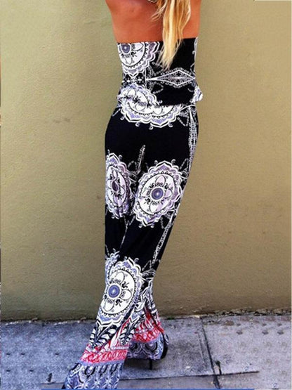 Pretty Floral Off Shoulder Long Jumpsuits