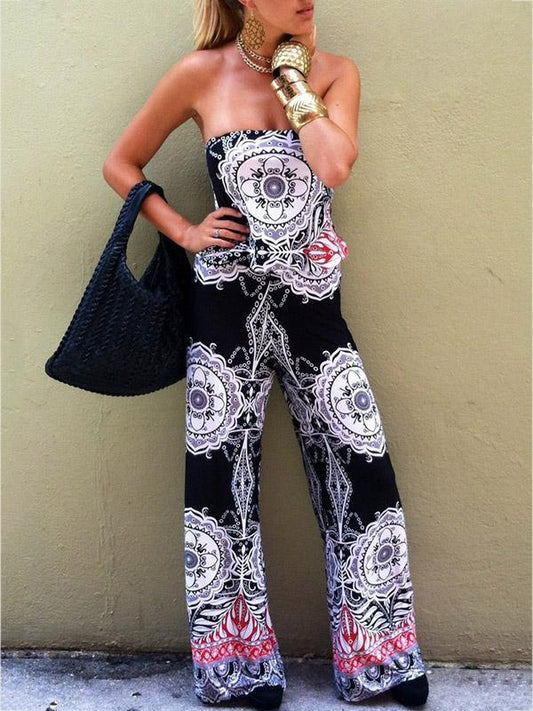 Pretty Floral Off Shoulder Long Jumpsuits