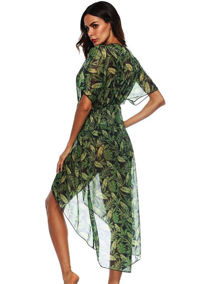 Batwing Sleeves Bandage Chiffon Cover-Ups Swimwear