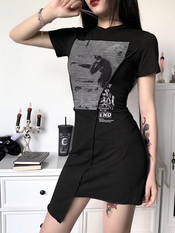 Printed Cropped Half Sleeves Mini Dresses