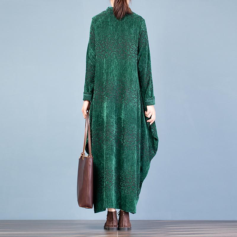 Buykud Retro Cocoon Shape Solid Color Loose Dress