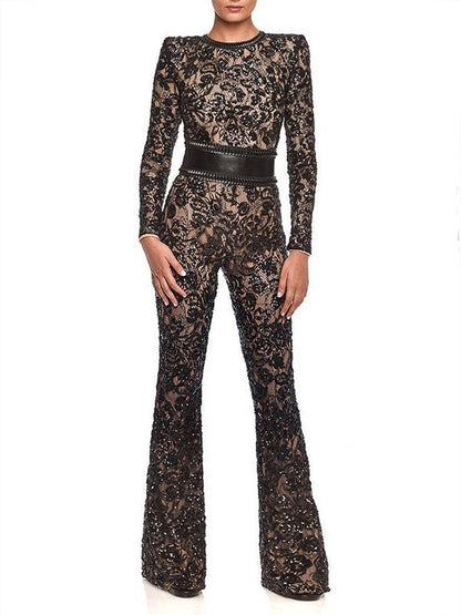 Pretty Lace Long Sleeves Jumpsuits