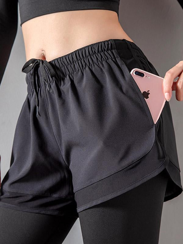 Wrap Solid False Two Yoga Leggings