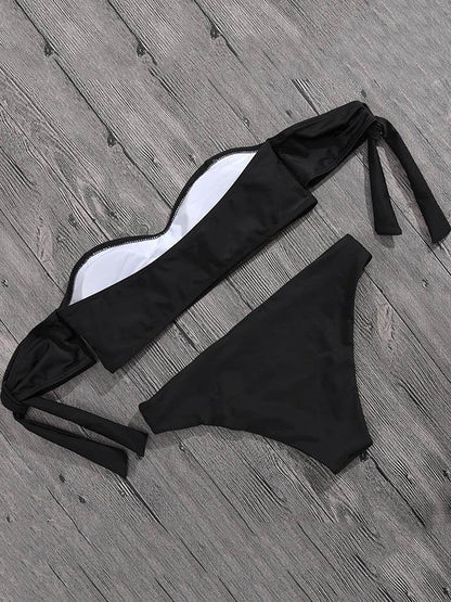 Plain Bandeau Bikini Swimsuit