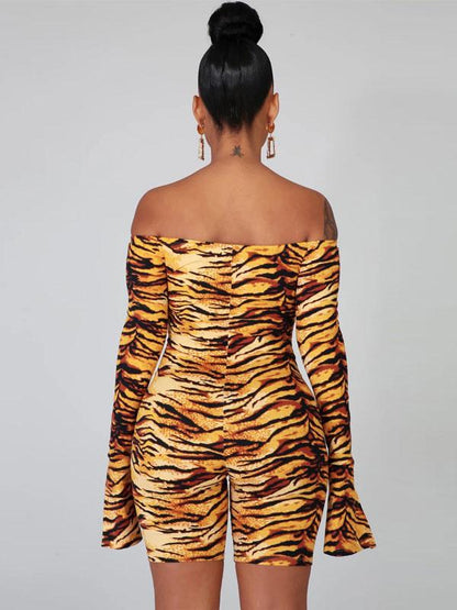 Sexy Printed Flared Sleeves Yoga Jumpsuits