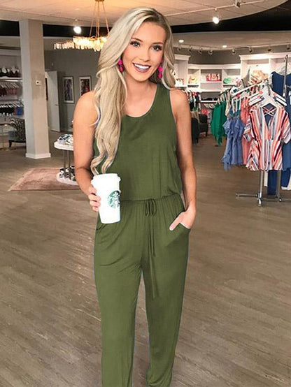 Fashion Solid Color Long Jumpsuits