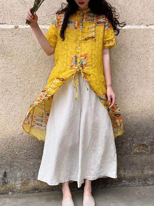 Retro Cropped Long Shirt