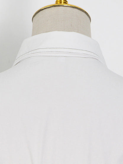 Original Lapel Split-Joint Buttoned Bishop Sleeve Maxi Dress