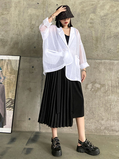 Casual Loose Pleated Asymmetric Skirts Bottoms
