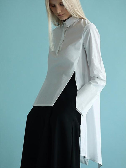 Original White High-low Split-back Blouse