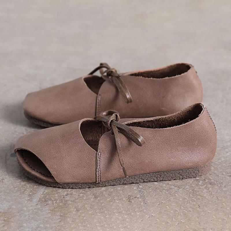 Spring Summer Shoes Flat Heel Lacing Coffee Sandals