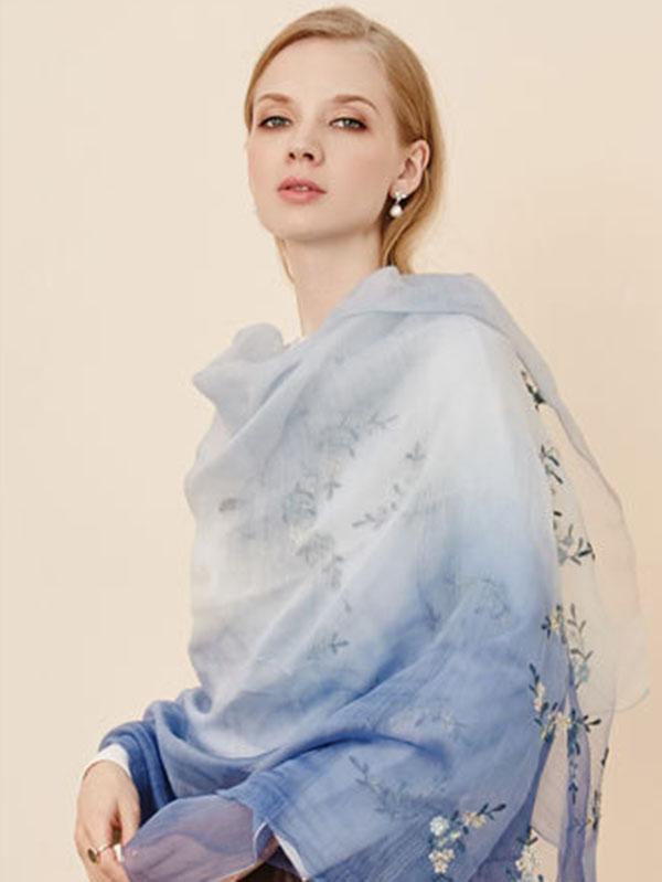 Gradient Mulberry Silk Shawl Scarf