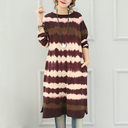 Women Casual Loose Cotton Knitting Sweater Dress