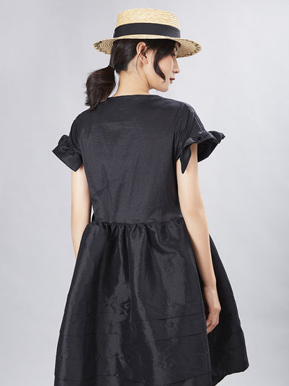 RETRO DESIGNED FRENCH LACE SLEEVES A-LINE MINI DRESS