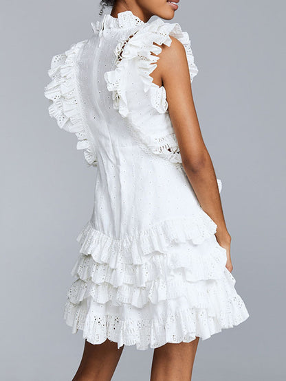 HOLLOW AGARIC LACY BANDAGE MINI DRESS