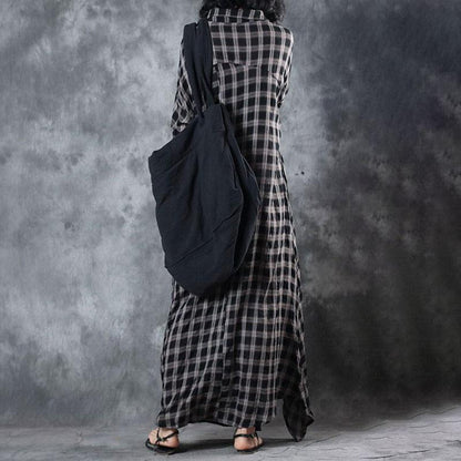 Retro Summer Women Pullover Plaid Plus Size Dress