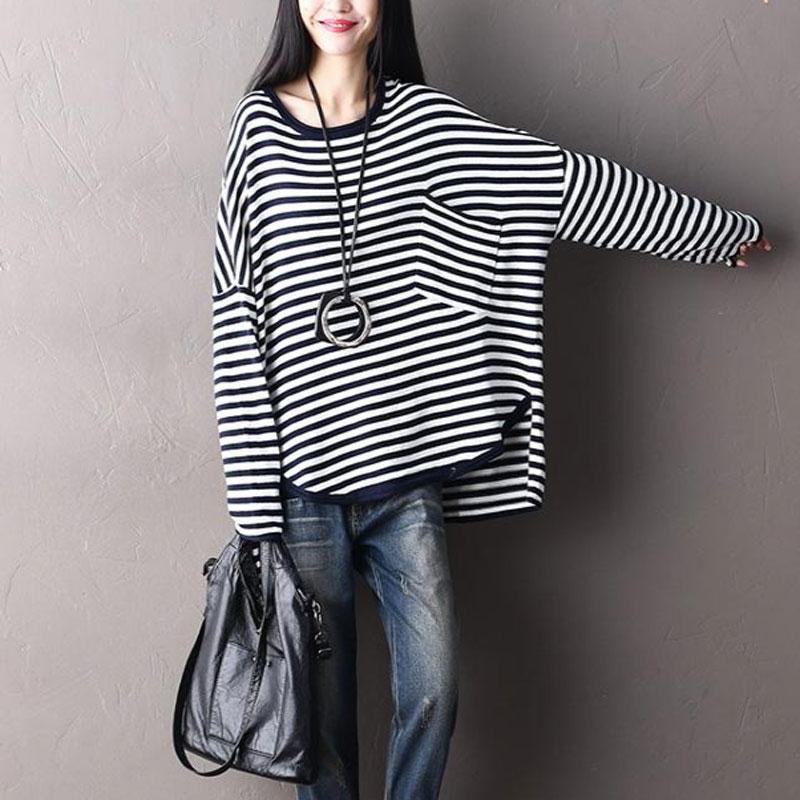 Autumn Stripe Design Long Sleeves Casual Women Shirt