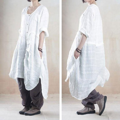 Women linen summer shirt dress