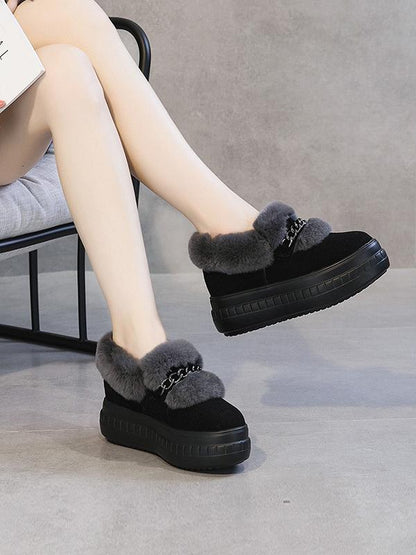Thick-Bottomed Real Fluffy High Women'S Shoes