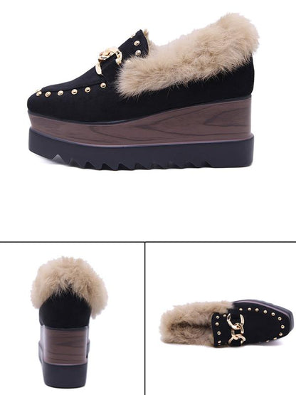 Wedge Wedges Women Fluffy Shoes
