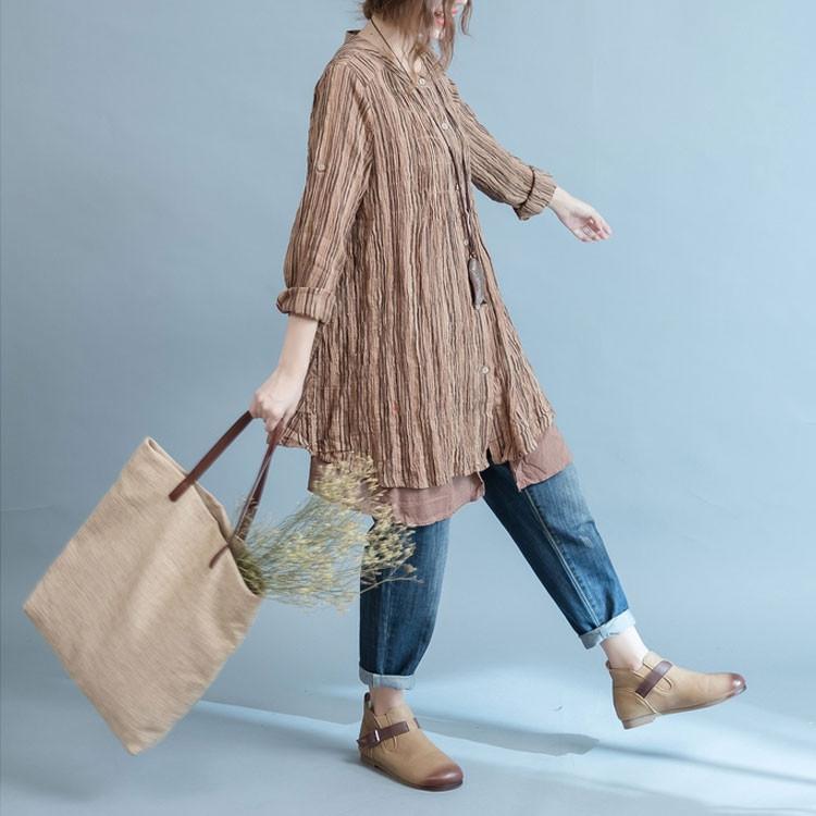 Women cotton linen loose blouse shirt