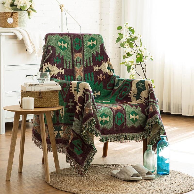Cotton Sofa Cover Geometry Bohemia Blanket