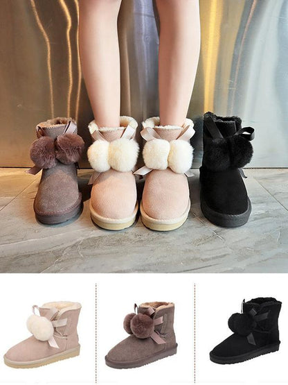 Korean Style Fur Ball Short Snow Boots Uggs