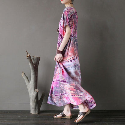 Ethnic Summer Round Neck Short Sleeve Printed Dress