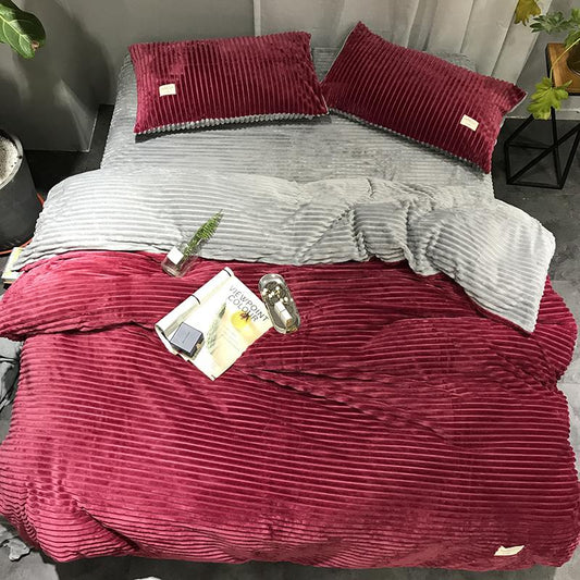 4 Pieces Bedding Set Thick Flat Sheet And Fitted Sheet