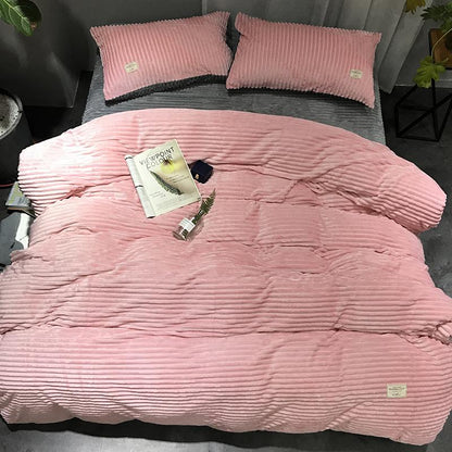 4 Pieces Bedding Set Thick Flat Sheet And Fitted Sheet