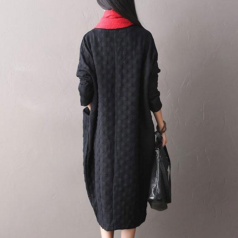 Polka Dot Stretch Cotton Long Sleeved Dress