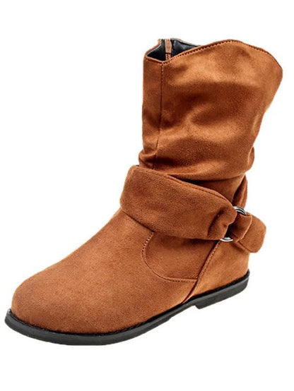 Solid Color Bandage Flat Boots Shoes