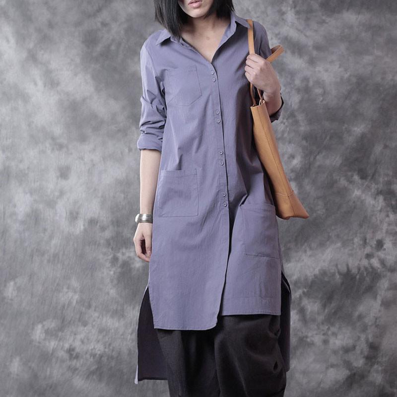Asymmetrical Elastic Linen Spring Shirt