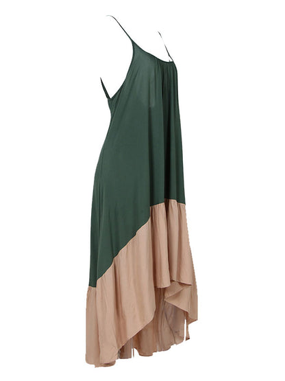STITCHING COLOR BACKLESS MIDI DRESS