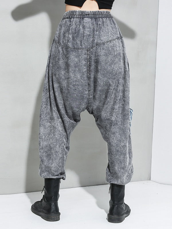 LOOSE WASHABLE CASUAL SPLICING HAREM PANTS