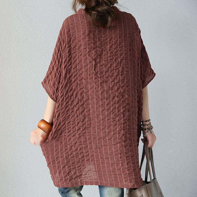 Women Literature Casual Loose 1/2 Sleeve Coffee Shirt