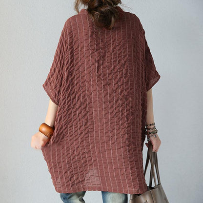 Women Literature Casual Loose 1/2 Sleeve Coffee Shirt