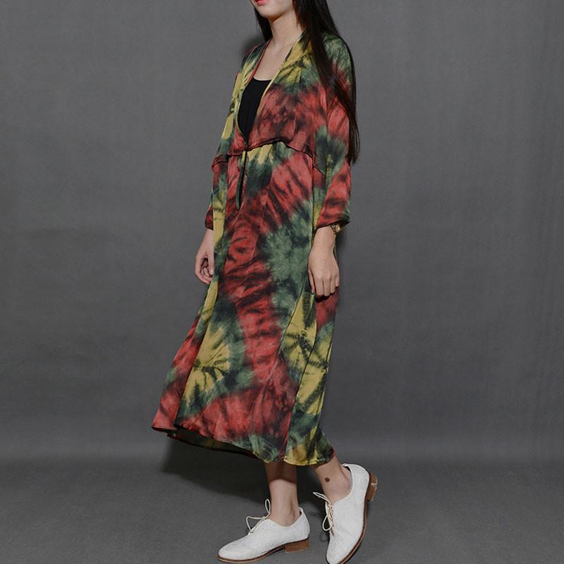Women Printed V Neck Loose Dress