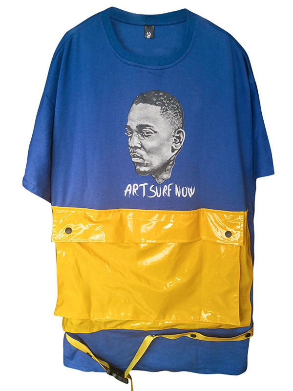 LOOSE SPLIT-JOINT COLOR-BLOCK POCKET T-SHIRT