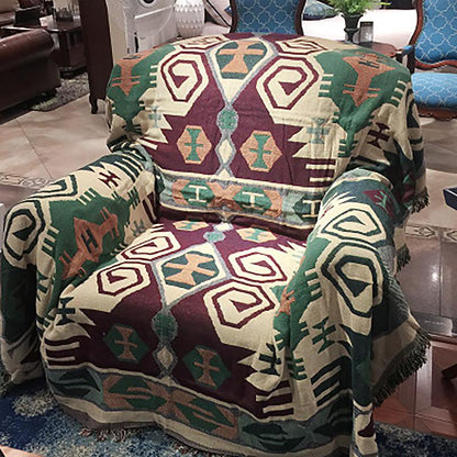 American Style Geometry Tassel Sofa Blanket