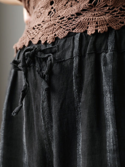 VINTAGE CASUAL DRAWSTRING STRIPED HAREM PANTS